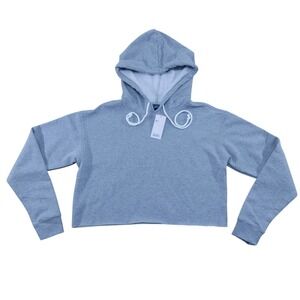 Wild Fable Heather Grey Cropped Raw Hem Hoodie Sweatshirt Size S